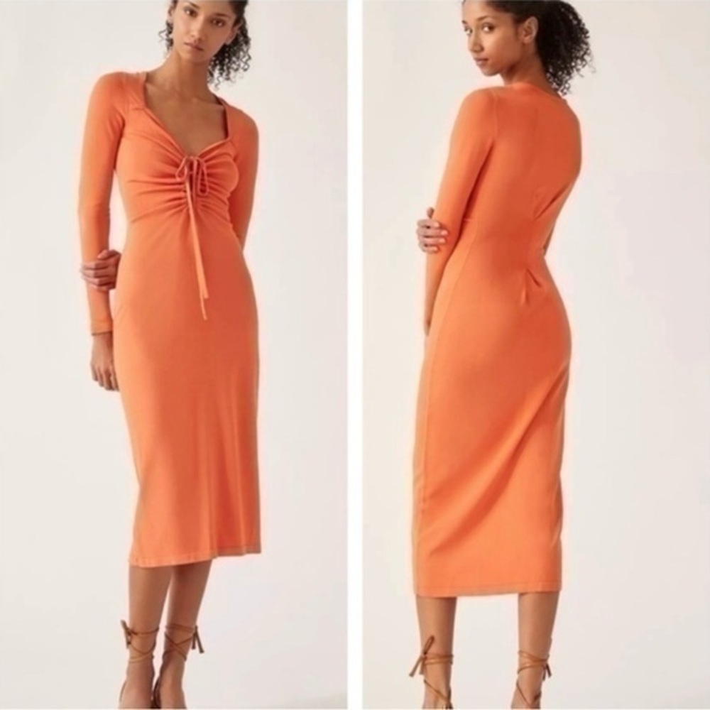 Anthropologie Orange Midi Dress